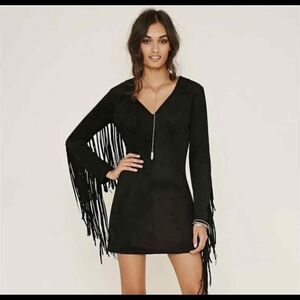 Elegant Black Fringe Dress